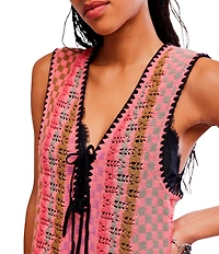 Free People Amalfi Twist V-Neck Sleeveless Knit Shift Mini Dress
