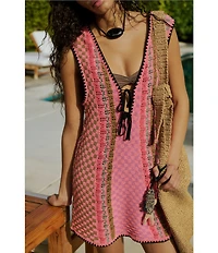 Free People Amalfi Twist V-Neck Sleeveless Knit Shift Mini Dress