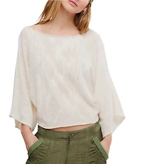 Free People Amber Breeze Off-the-Shoulder Long Sleeve Linen-Blend Sweater