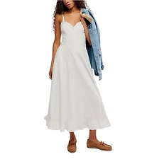 Free People Another Season Sweetheart Neck Sleeveless A-Line Midi Dress