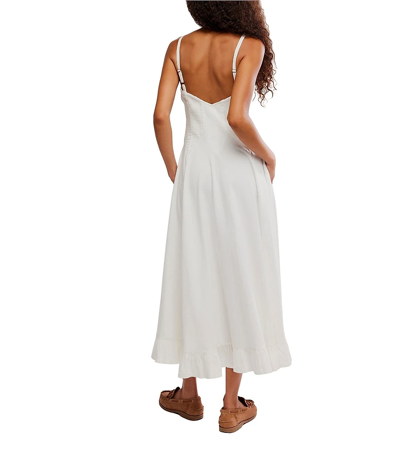 Free People Another Season Sweetheart Neck Sleeveless A-Line Midi Dress
