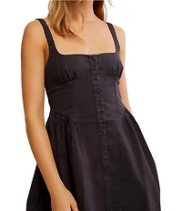 Free People Astrid Oxford Square Neck Sleeveless Mini Dress