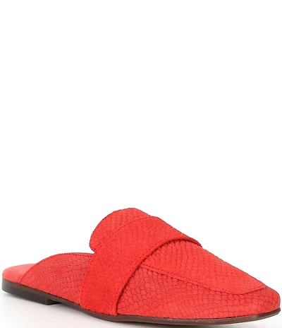 Free People At Ease Suede Snake Embossed Mules