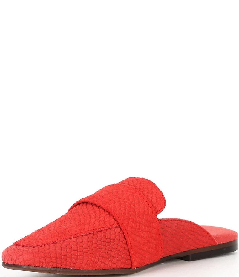 Free People At Ease Suede Snake Embossed Mules
