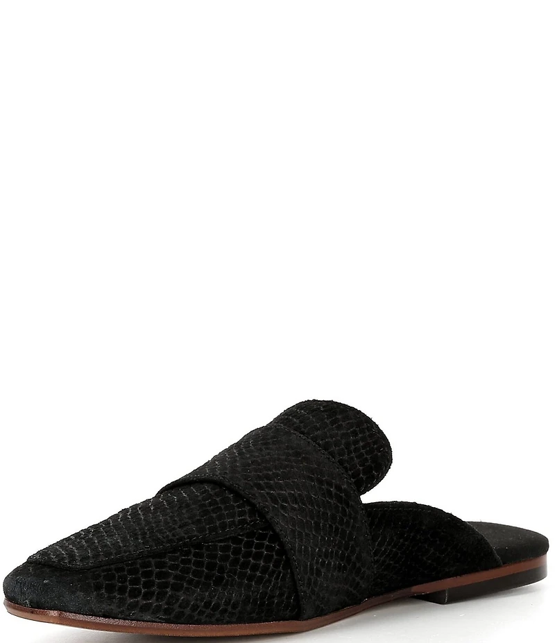 Free People At Ease Suede Snake Embossed Mules
