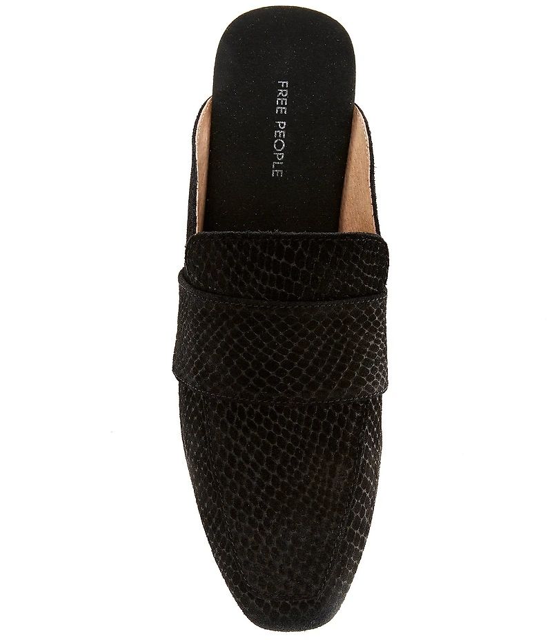 Free People At Ease Suede Snake Embossed Mules