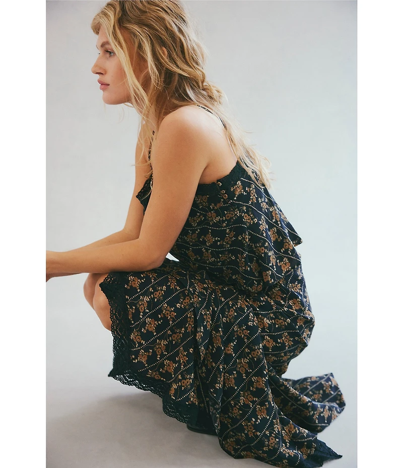 Free People Bali Margot Coordinating Floral Print Square Neck Sleeveless Top