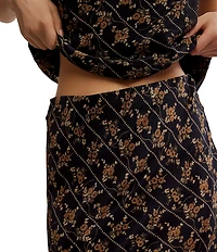 Free People Bali Sweet Escape Coordinating Floral Print Crochet Lace Hem Skirt