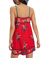 Free People Bali Take Me With You Embroidered Square Neck Sleeveless Mini Shift Dress