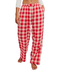Free People Be Mine Woven Textured Gingham Print Wide Leg Sleep Pants