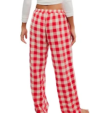 Free People Be Mine Woven Textured Gingham Print Wide Leg Sleep Pants