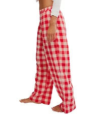 Free People Be Mine Woven Textured Gingham Print Wide Leg Sleep Pants