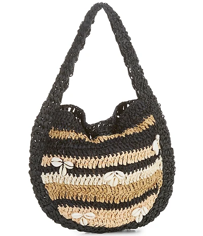 Free People Belize Resort Raffia Shell Clutch Bag