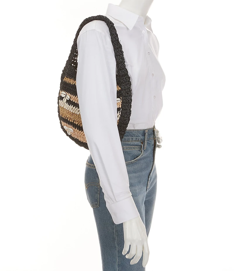 Free People Belize Resort Raffia Shell Clutch Bag