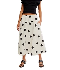 Free People Betty Polka Dot Print Drop Waist Midi Skirt