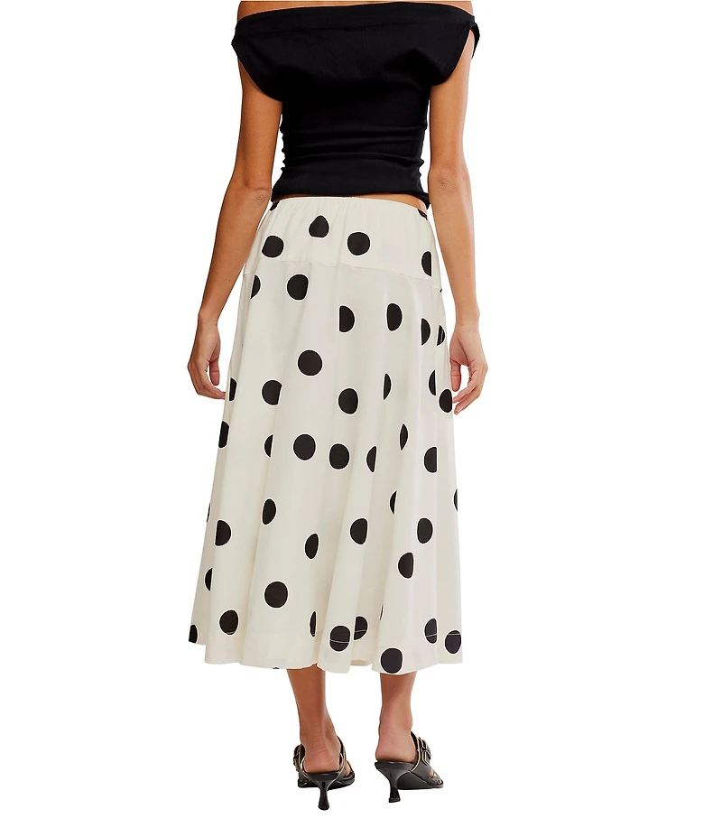 Free People Betty Polka Dot Print Drop Waist Midi Skirt