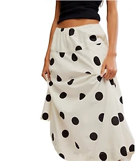 Free People Betty Polka Dot Print Drop Waist Midi Skirt