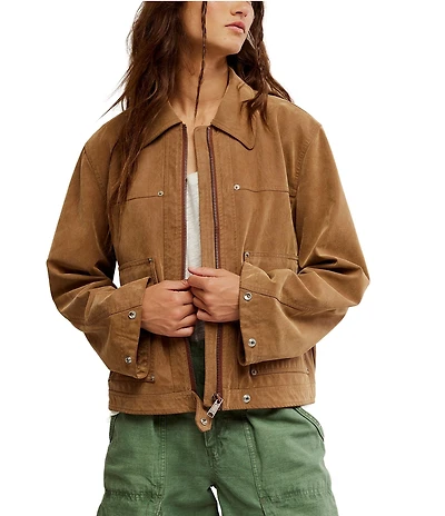 Free People Blair Faux Suede Long Sleeve Jacket