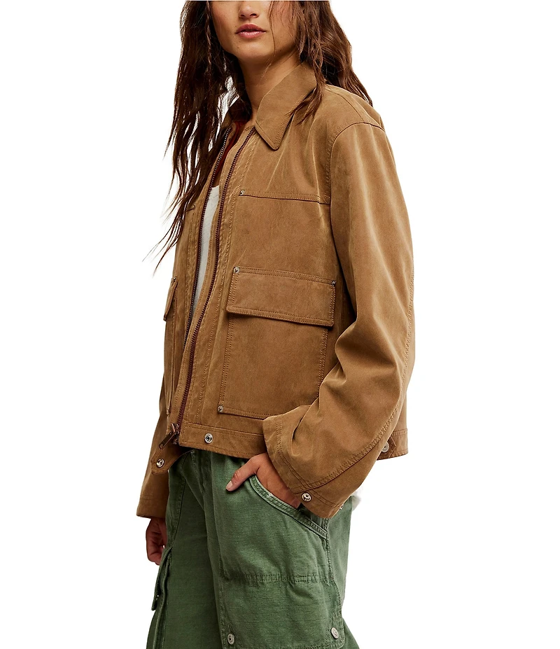 Free People Blair Faux Suede Long Sleeve Jacket