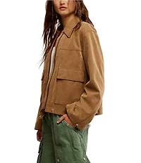 Free People Blair Faux Suede Long Sleeve Jacket