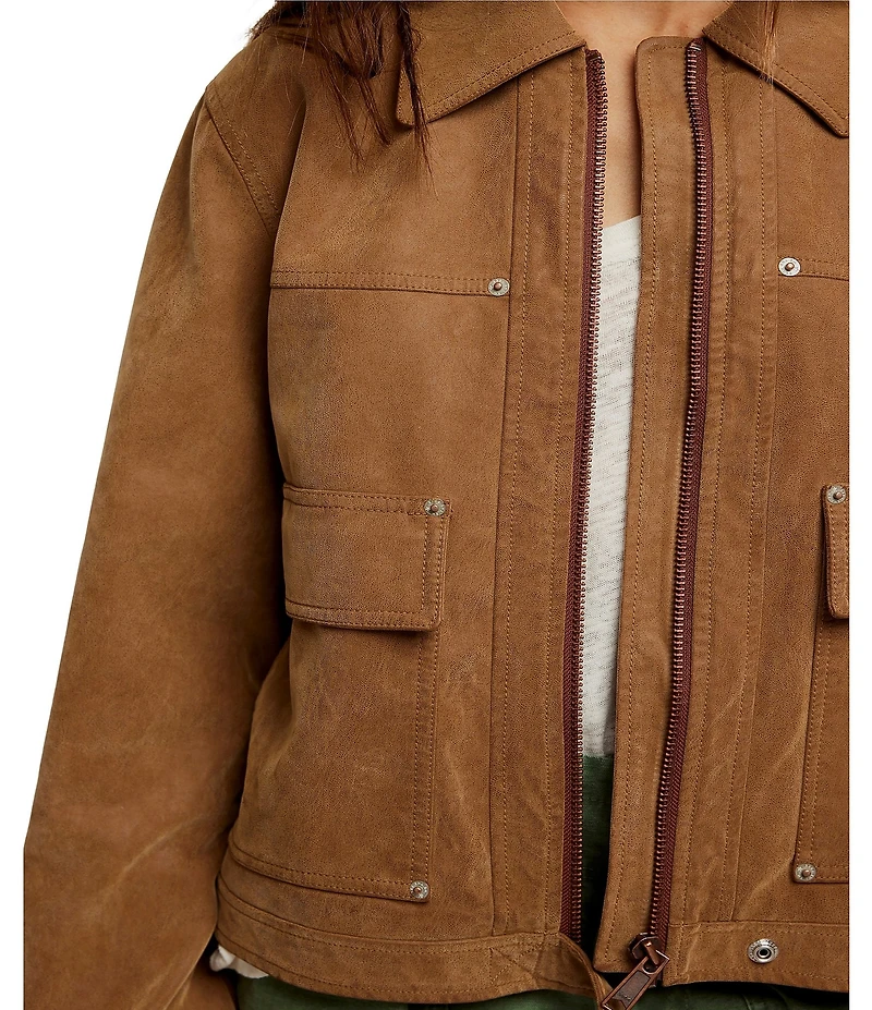 Free People Blair Faux Suede Long Sleeve Jacket