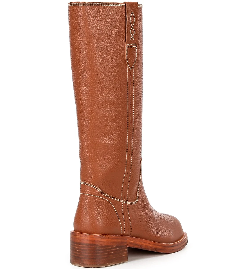 Free People Blaze Leather Stack Heel Tall Boots