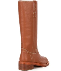 Free People Blaze Leather Stack Heel Tall Boots