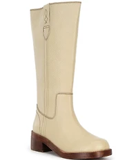 Free People Blaze Leather Stack Heel Tall Boots