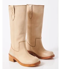 Free People Blaze Leather Stack Heel Tall Boots