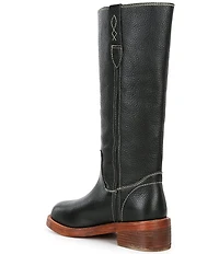 Free People Blaze Leather Stack Heel Tall Boots