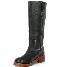 Free People Blaze Leather Stack Heel Tall Boots