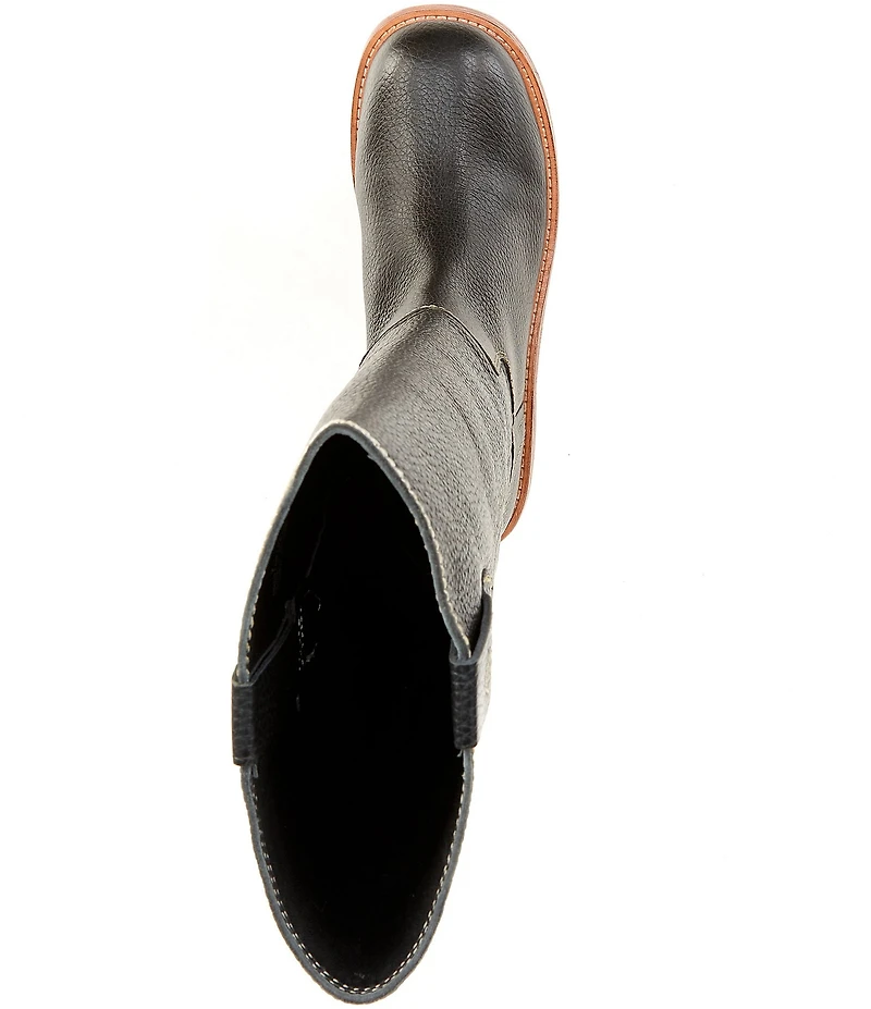 Free People Blaze Leather Stack Heel Tall Boots