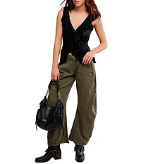 Free People Blythe Vest Ruffle V-Neck Sleeveless Ruched Top