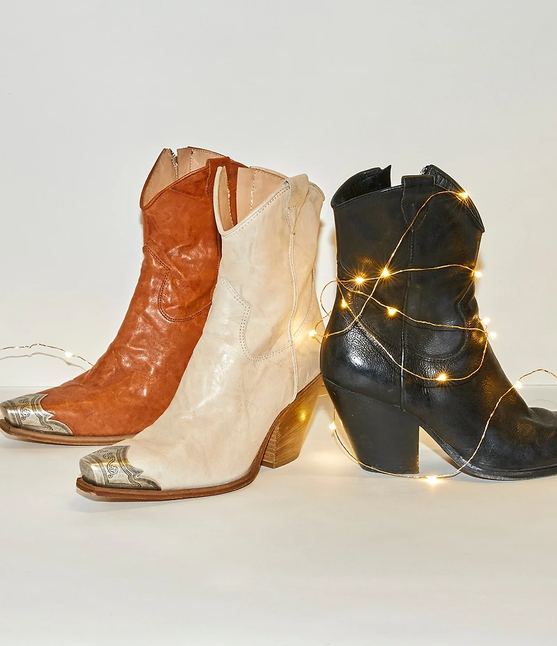 Free People Brayden Leather Metal Toe Tip Western Booties