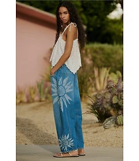 Free People Briana Square Neck Sleeveless Asymmetrical Hem Lace Tank Top