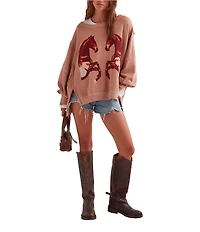 Free People Camden Graphic Scoop Neck Long Sleeve Sweatshirt