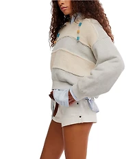 Free People Camp Crush Beaded Drawstring Long Sleeve Knit Hoodie