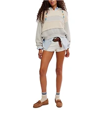 Free People Camp Crush Beaded Drawstring Long Sleeve Knit Hoodie