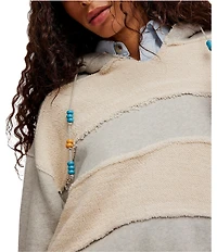 Free People Camp Crush Beaded Drawstring Long Sleeve Knit Hoodie
