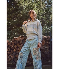 Free People Camp Crush Beaded Drawstring Long Sleeve Knit Hoodie