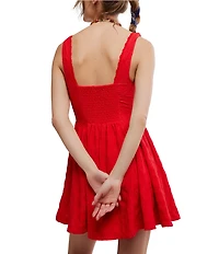 Free People Cant Help It V-Neck Sleeveless A-Line Eyelet Lace Mini Dress