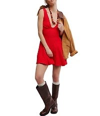 Free People Cant Help It V-Neck Sleeveless A-Line Eyelet Lace Mini Dress