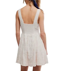 Free People Cant Help It V-Neck Sleeveless A-Line Eyelet Lace Mini Dress