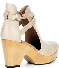 Free People Cedar Leather Buckle Platform Wood Clog Shooties
