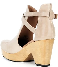 Free People Cedar Leather Buckle Platform Wood Clog Shooties
