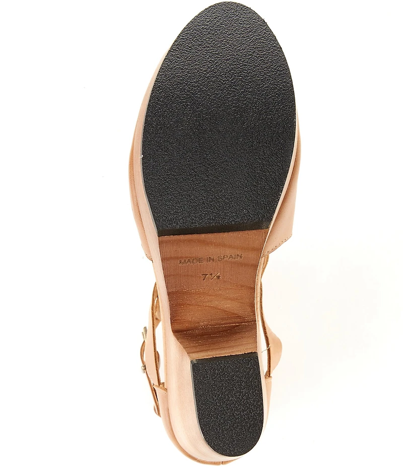 Free People Cedar Leather Buckle Platform Wood Clog Shooties