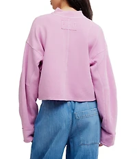 Free People Celeste Quarter Zip Stand Collar Long Sleeve Knit Top