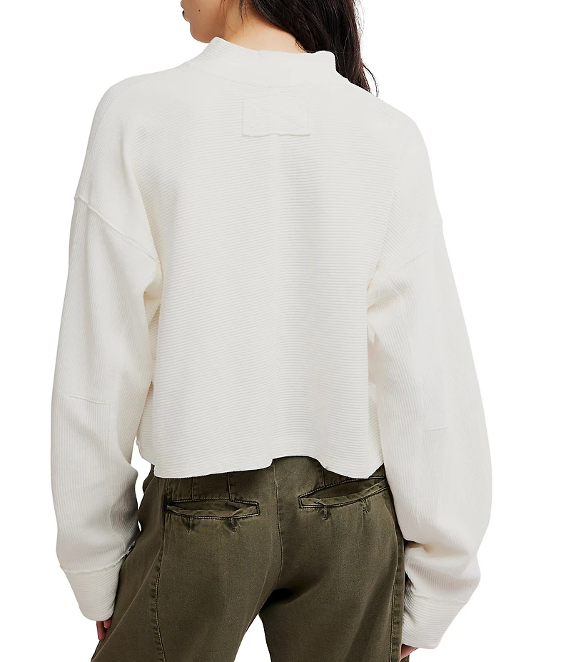 Free People Celeste Quarter Zip Stand Collar Long Sleeve Knit Top