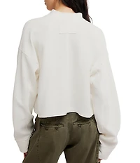 Free People Celeste Quarter Zip Stand Collar Long Sleeve Knit Top