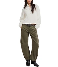 Free People Celeste Quarter Zip Stand Collar Long Sleeve Knit Top